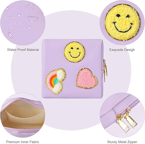 Miniatura 9 de Preppy - Bolsa de periodo de parche para adolescentes y niñas mayores, bolsa de almacenamiento de servilletas sanitarias, bolsas funcionales de piel