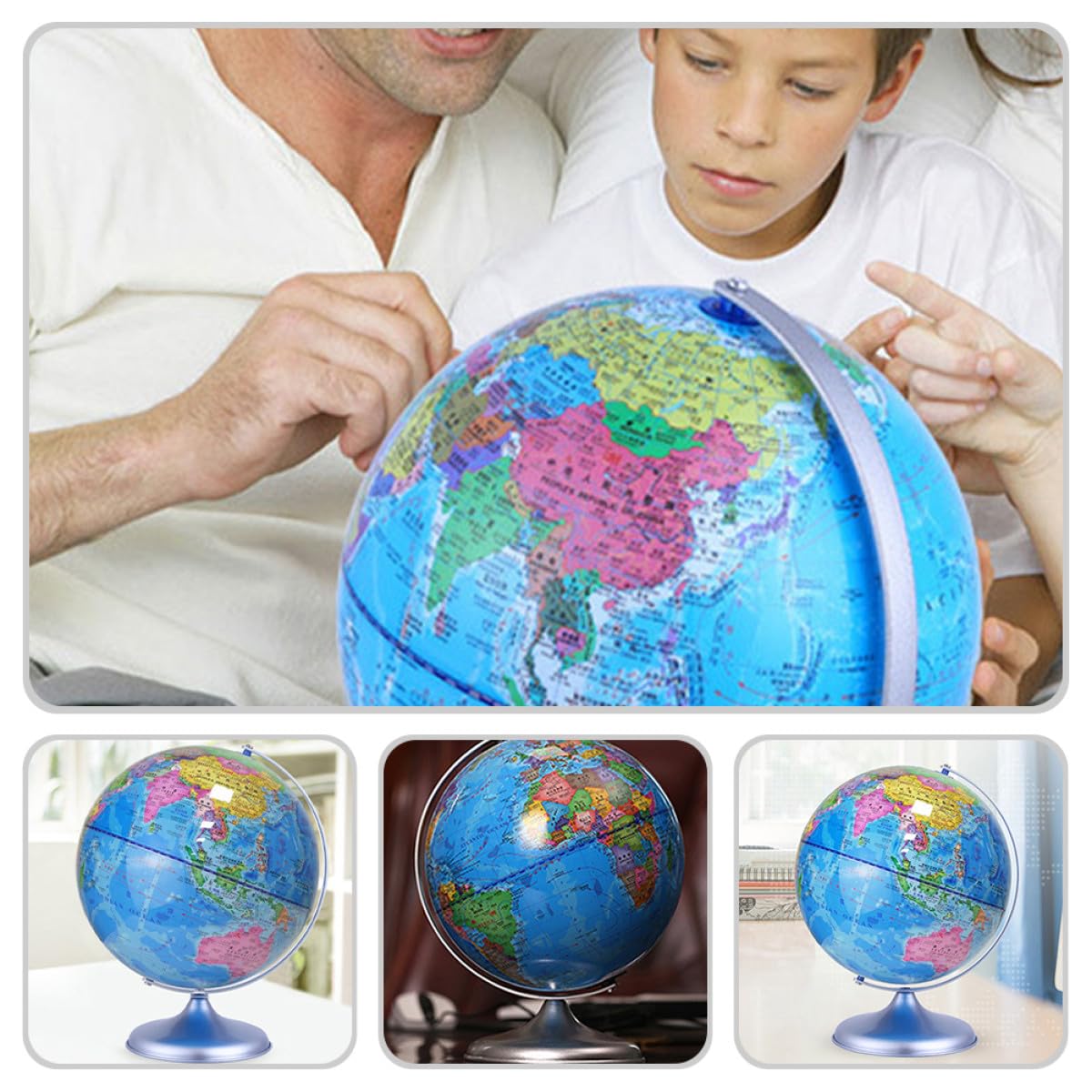 YARNOW Globo Didattico Rotante in Plastica Base Staccabile, Decorazione per Aula Scolastica e Scrivania Scuola, Strumento Educativo per Studenti