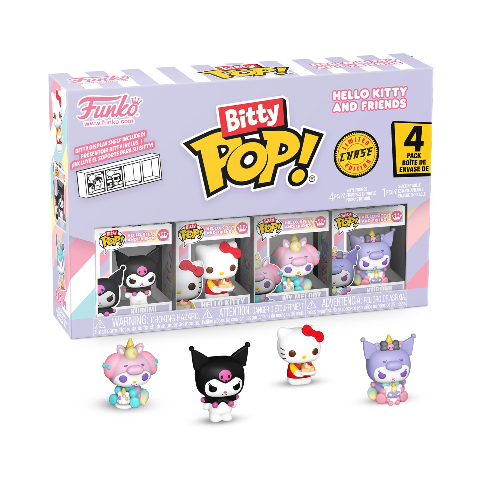 FunkoBitty Pop! Hello Kitty - Kuromi - 4 Pack - 1/6 Odds for Rare Chase Variant and A Surprise Mystery Mini Figure - 0.9 Inch (2.2 Cm) - Collectable - Gift Idea - Party Bags Stocking