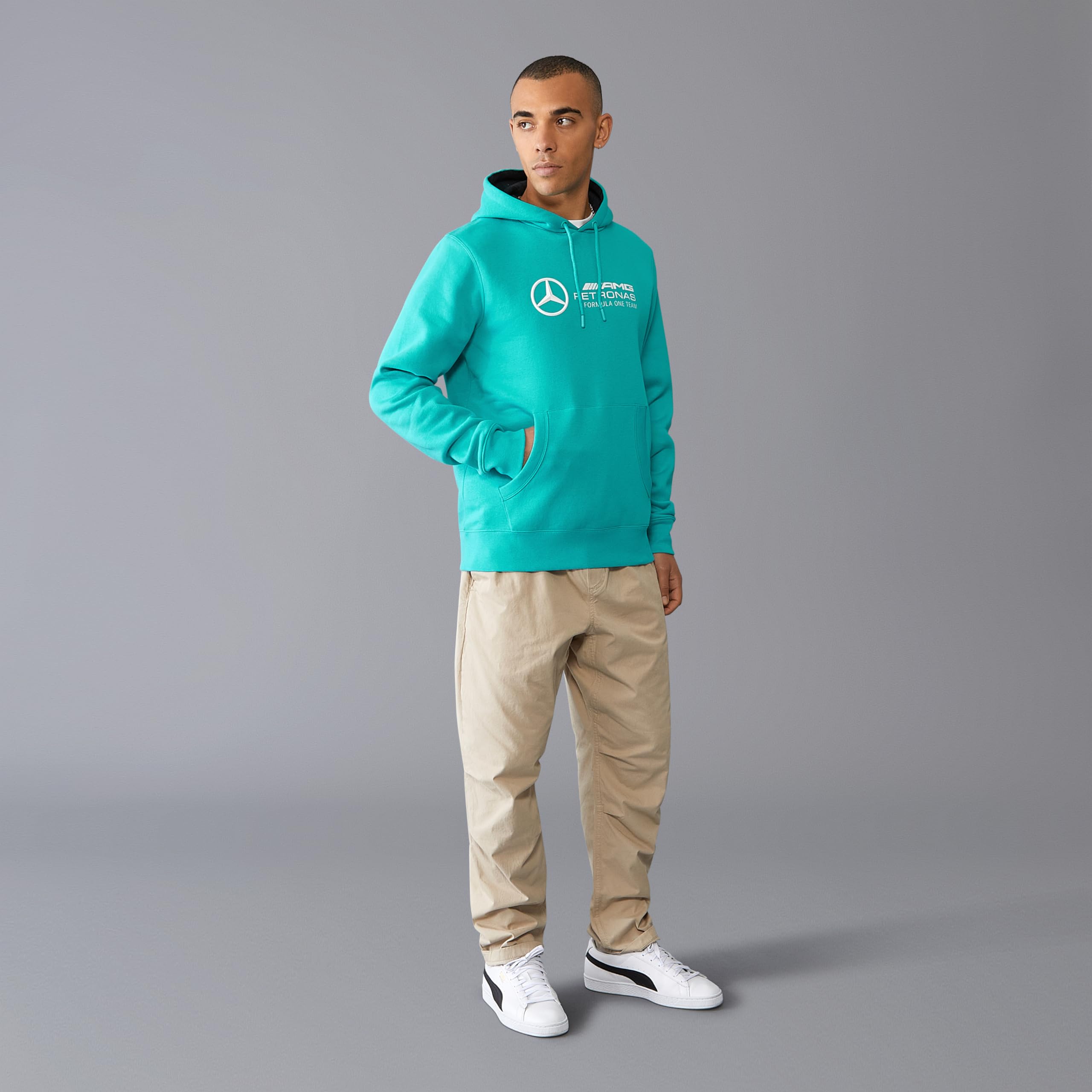 Mercedes AMG Petronas Sudadera con Capucha de Hombre F1 con Gran Logotipo del Equipo en 3D - Azul ultramarino - Tamaño: L
