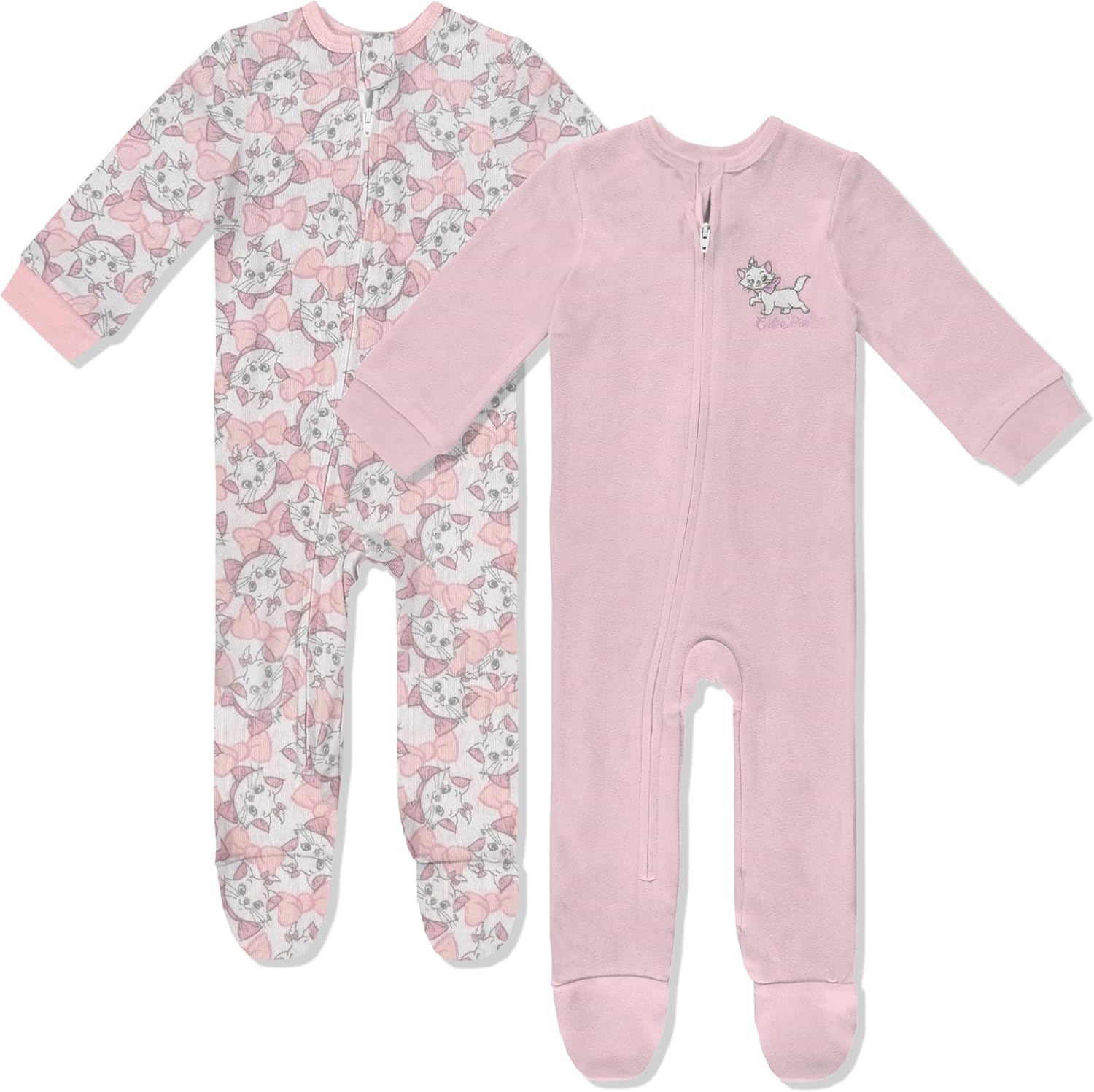Disney Baby Onesies 2 Pack Zip-Up Sleeper - Winnie The Pooh, Toy Story, Lion King, Aristocats - Newborn Girls & Boy's Pajamas