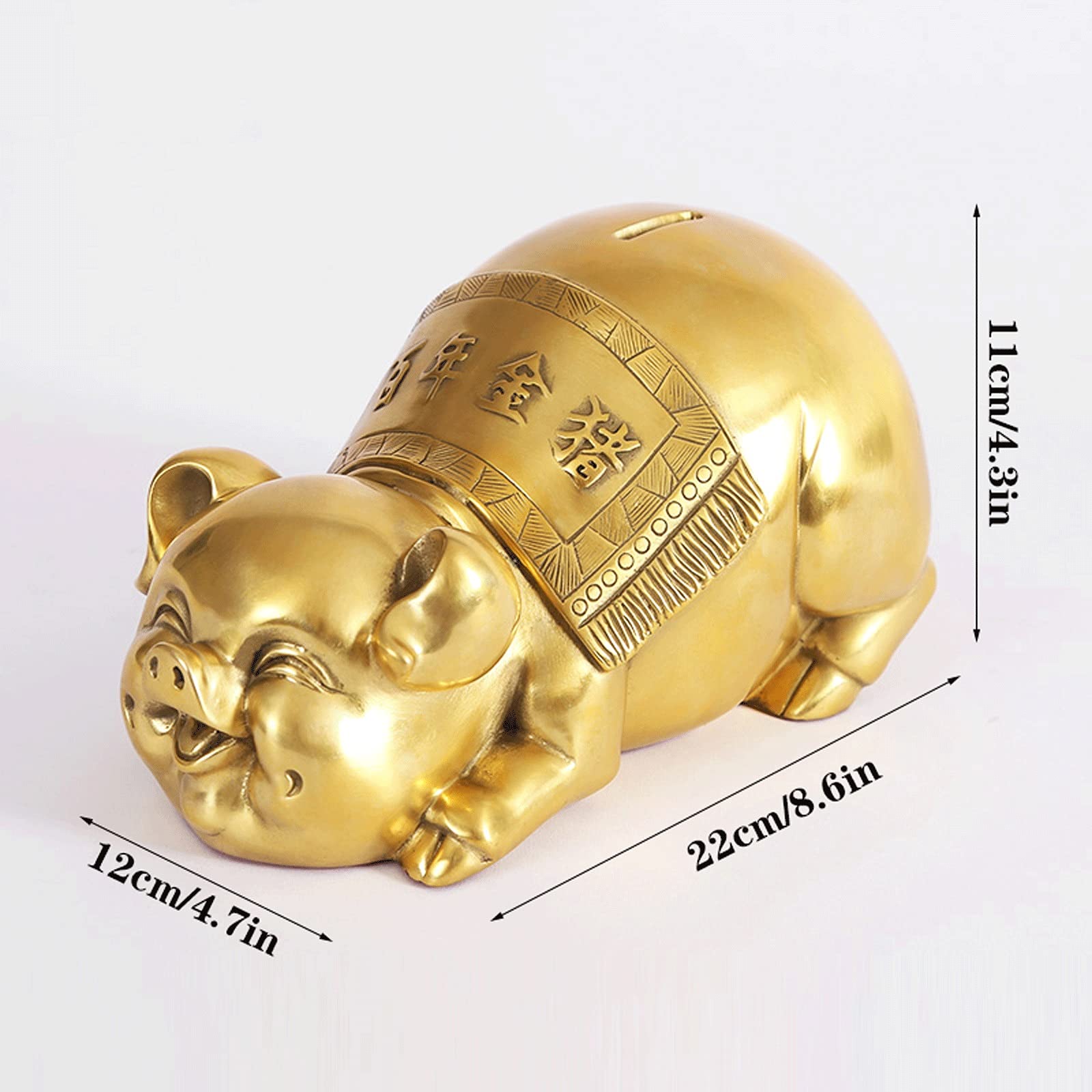 Feng Shui Ornamento Latón Feng Shui Cerdo Estatua para El Año Lunar Chino del Cerdo Atraer Riqueza Zodiaco Chino Decoración Piggy Bank Decoración del Hogar 4.3 Pulgadas Altura Decoración Estatua