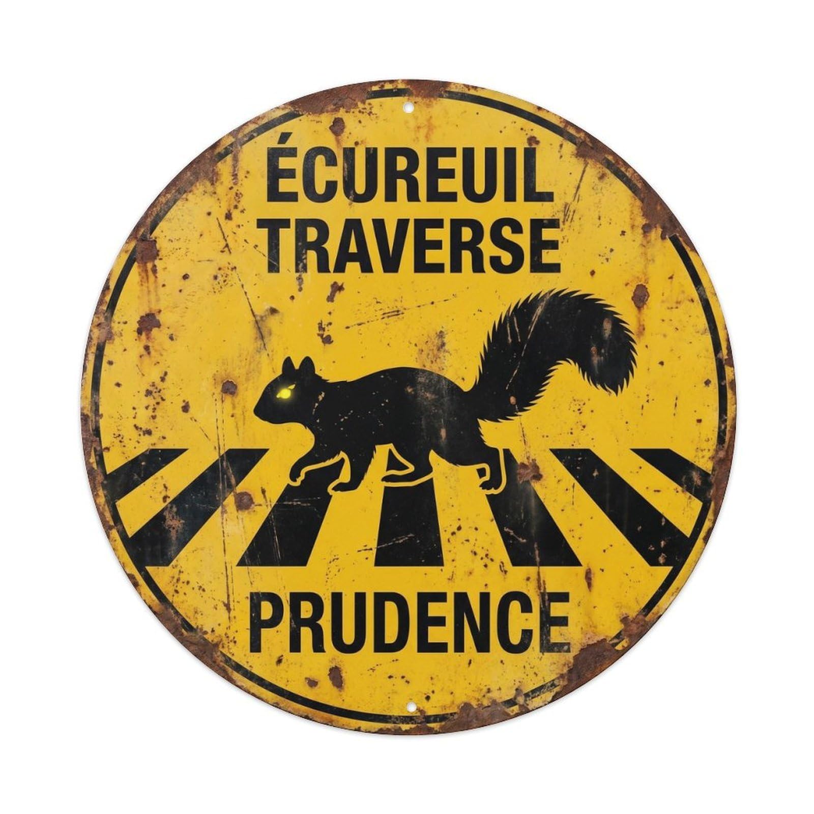 Olyhtr 8X8inch Classic Style Squirrel Wildlife Crossing Road Safety Vintage Heritage Metal Tin Sign