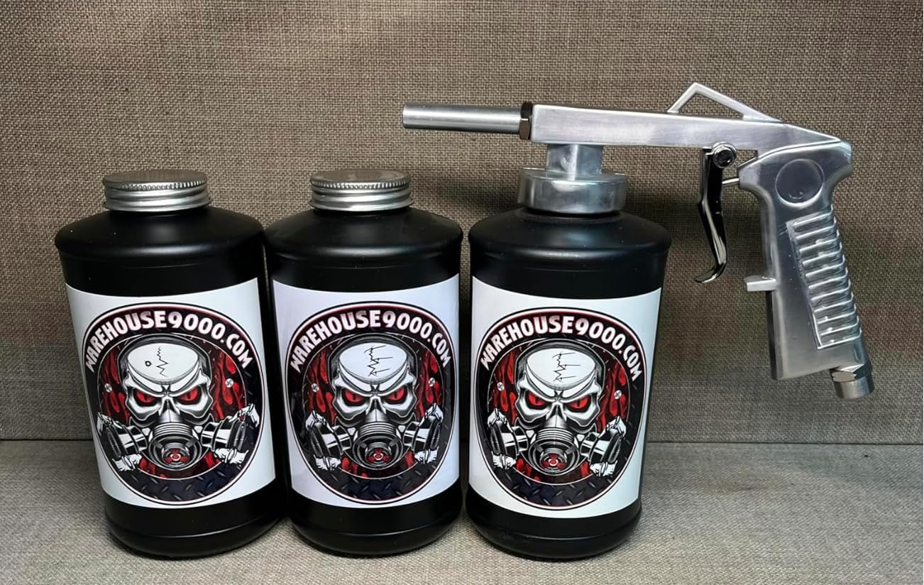 Standard Economy Undercoating Spray Gun, and 3 Black Quart Bottles