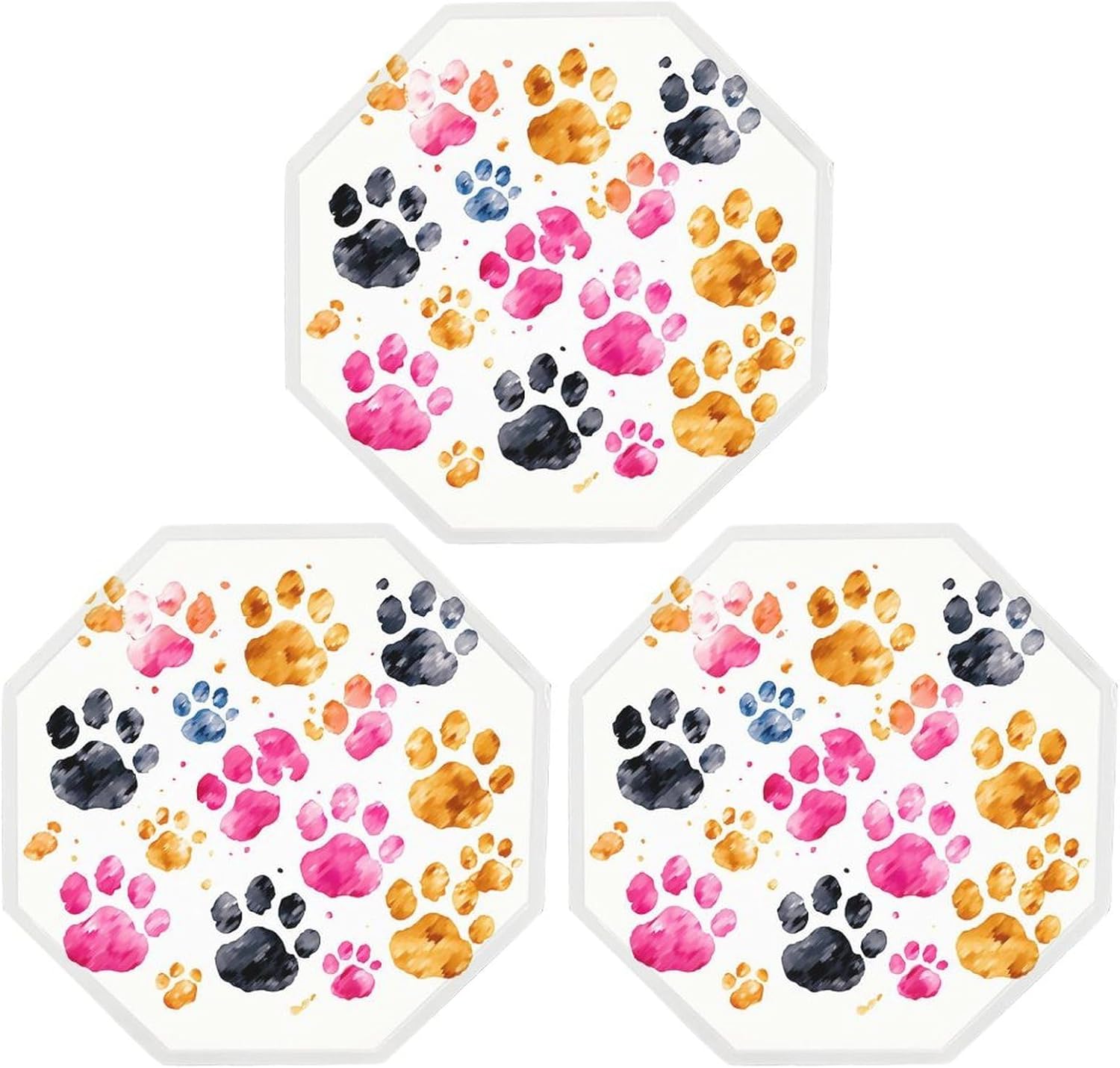 Ctagon Metal Sign for Home, Modern Display Plate for Kitchen, Colorful Dog Paws Plates Accent Hanging Wall Decorations 3PCS for Living Room, Bedroom, Hallway, Hotel