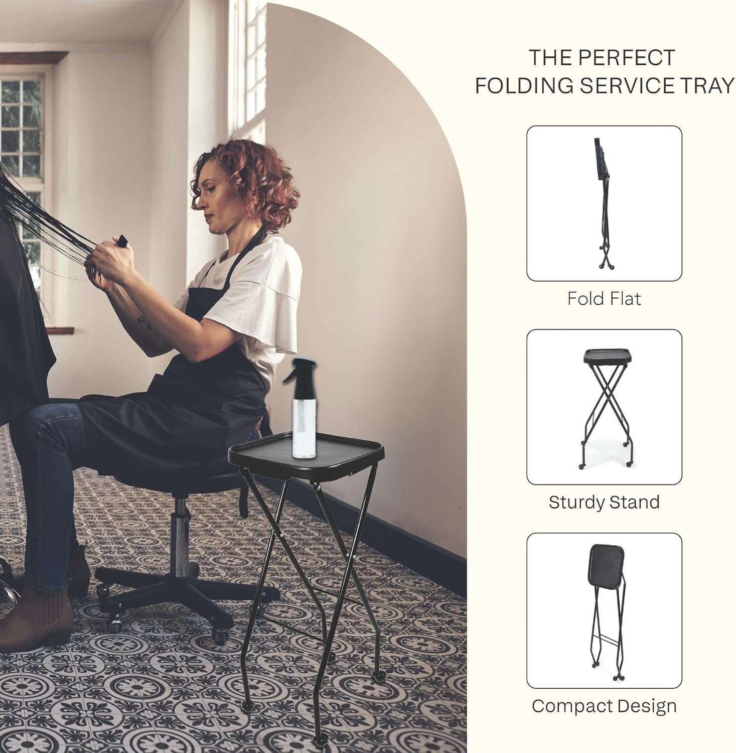 Berkeley Caleb Fold-A-Way Service Tray - Black for Desk Tasks, Workstation, Tool Organizer, Garage Work