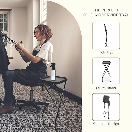 Miniatura 6 de fold-a-way Servicio Bandeja Caleb Negro Salón de belleza barbería Salon Mobiliario & Equipo