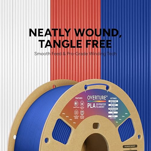 Vista 124 de Overture - Filamento PLA de impresión 3D para la mayoría de FDM en 1.75 milímetros, en bobina de 1 kilogramo de 200 x 200 milímetros y de precisión