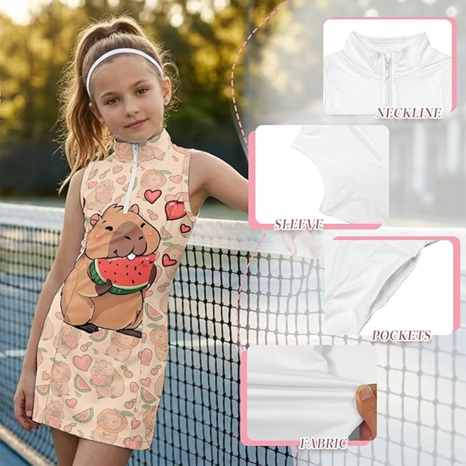 Golfkleid für Mädchen A-Linie Niedlich Sommerkleider Latzkleid Sommer Ärmellos Tenniskleid Overall Rock Casual Sport Kleider Sportkleid Sommerkleid Tennis Kleid
