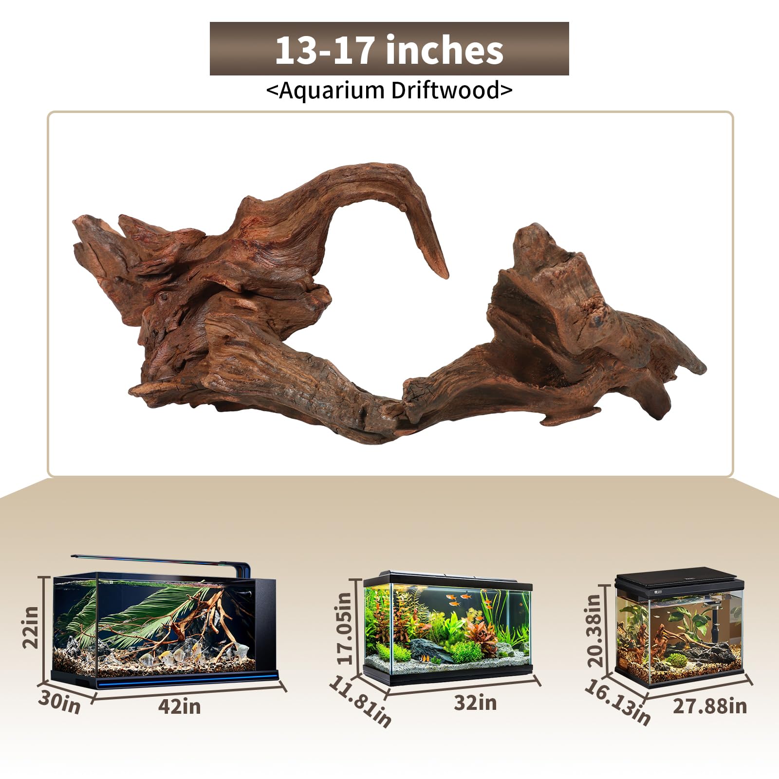 ETHYLARIX Natural Driftwood for Aquarium Decor 13-17