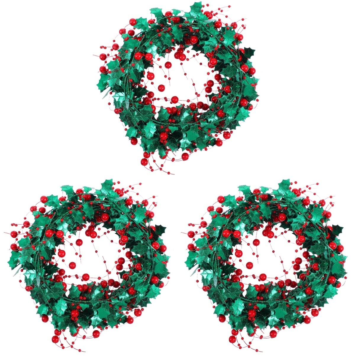 Alambre de Navidad con bayas rojas y moldeables, juego de 3 rollos jojofuny