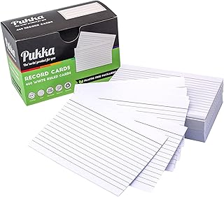 Pukka Pad, Revision Cards – 400 Pack of 160 GSM Paper Record Cards – Index Flash Study Cards or Cue Cards for Presentations – Plastic-Free Packaging – 6 x 4in, White