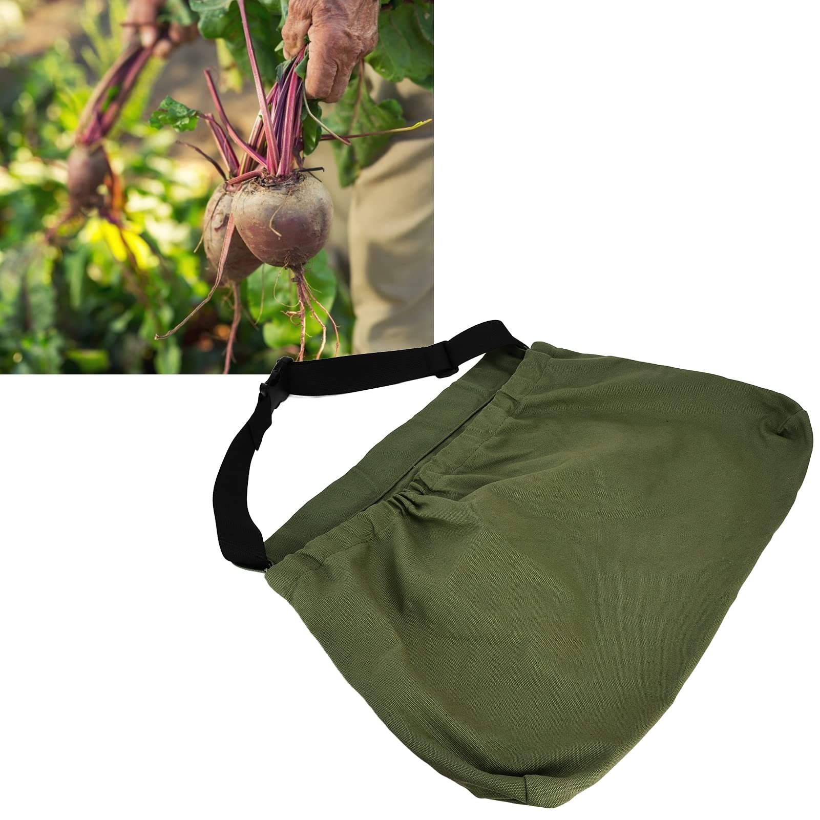 Tiiyee Tablier de Récolte et de Désherbage de Sac de Cueillette de Fruits | Jardiniers Pochette de Rangement de Récolte de Légumes de Grande Capacité pour Aide Agricole(Vert Militaire)