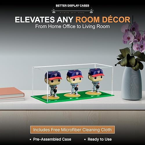 Vista 99 de Better Display Cases Versátil vitrina de acrílico transparente - Caja rectangular grande con base blanca 18" x 12" x 3" (BK09)