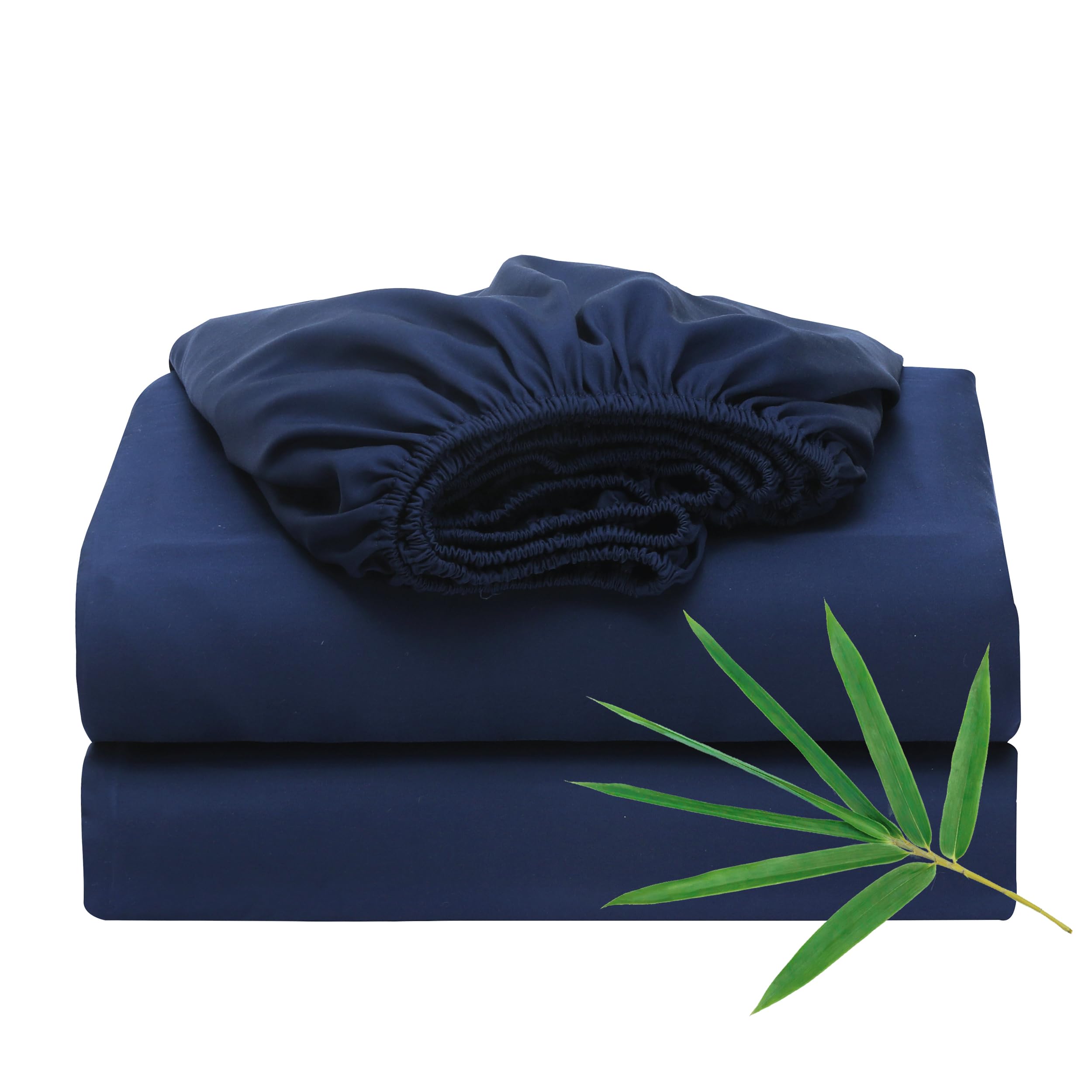 Kühlendes Spannbetttuch, Bambusviskose, Doppelbett, Größe XL, 2 Stück | Fadenzahl 400, 40,6 cm tief, kühlende Bettlaken für heiße Schläfer, seidig weich, atmungsaktiv, Twin XL, Marineblau