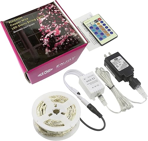 Miniatura 9 de RUICHEN Guirnalda de 500 luces LED de 165 pies, impermeable, regulable, cadena de luces de luciérnaga con control remoto para Navidad, boda, fiesta,