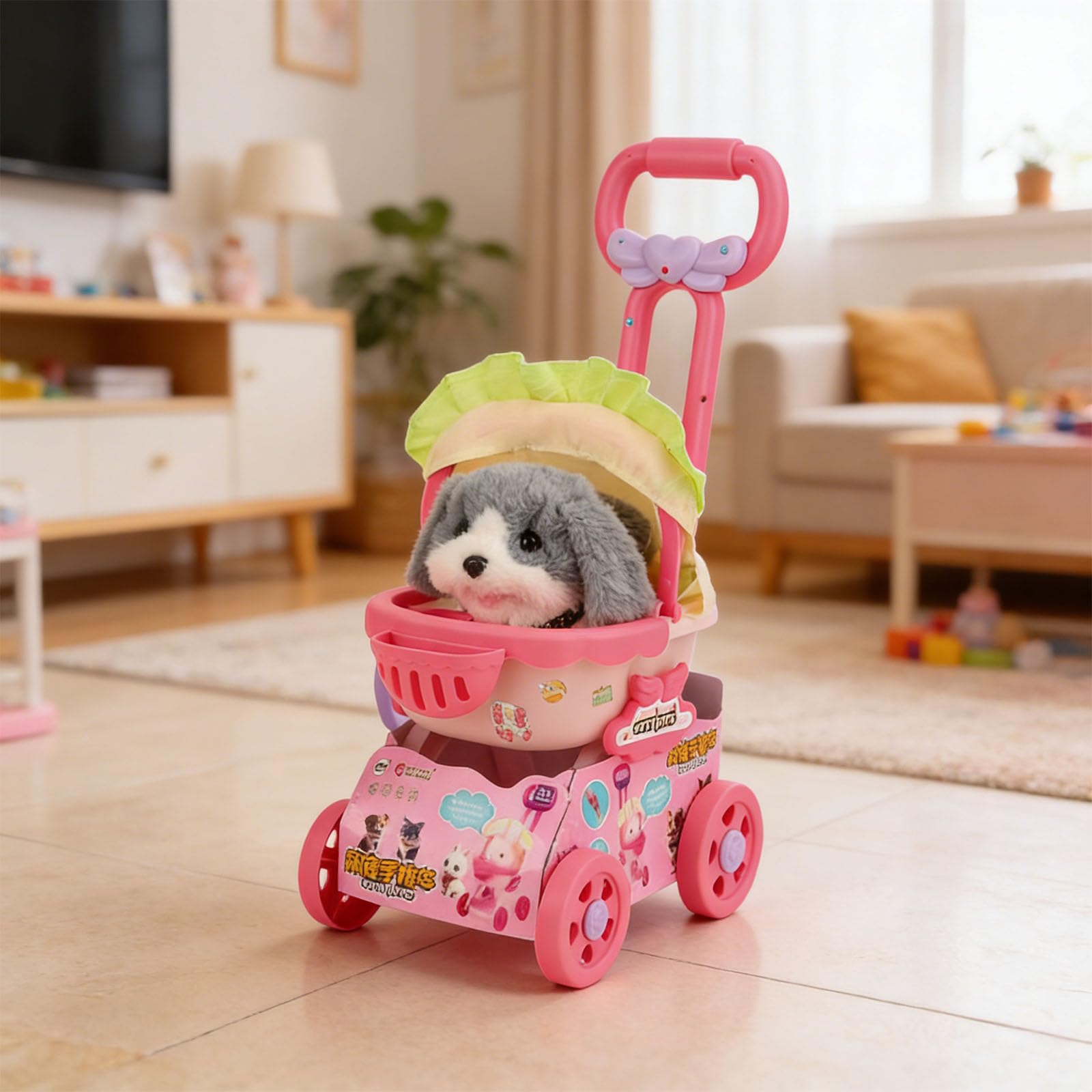 Automatisch wackelndes Plüsch Hundespielzeug mit realistischem Design, unterhaltsame Komfortpuppe für Baby Krabbellern Rollenspiel, Kinder Rollenspiel Spielzeug für den Innenbereich