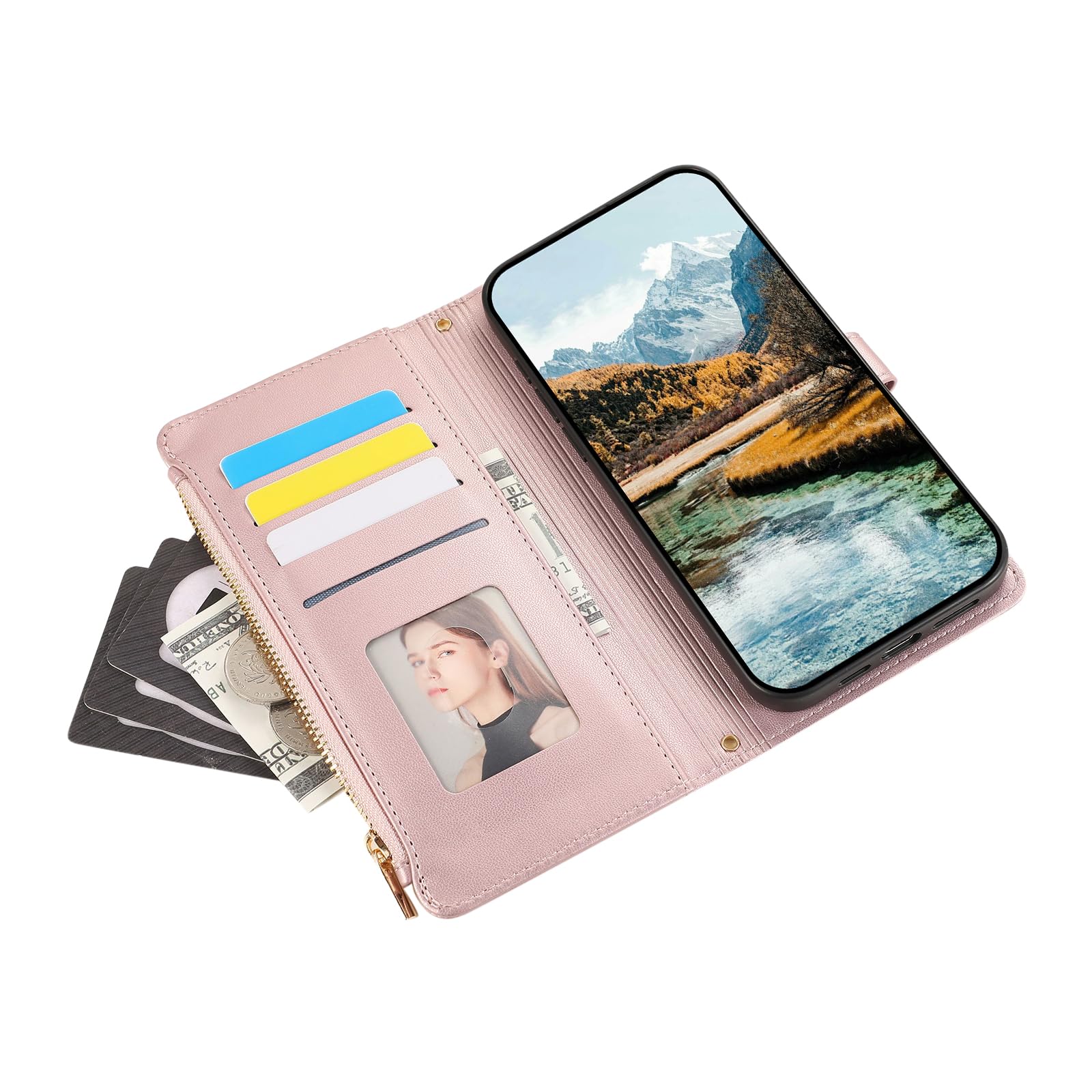 Klapber Cover Con Portafoglio E Cinturino Per Xiaomi Redmi Note 14 - Custodia In Pelle Con Intaglio Farfalla, Rosa, Morbido Silicone