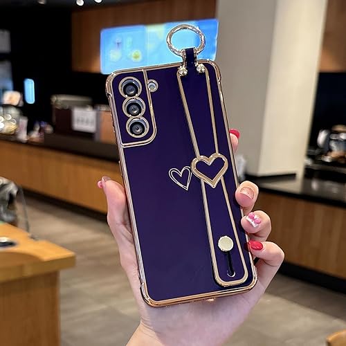 Vista 34 de ZTOFERA Funda para Samsung Galaxy A13 5G con correa para la muñeca, bonito borde chapado de lujo, patrón de corazones de amor para niñas y mujeres