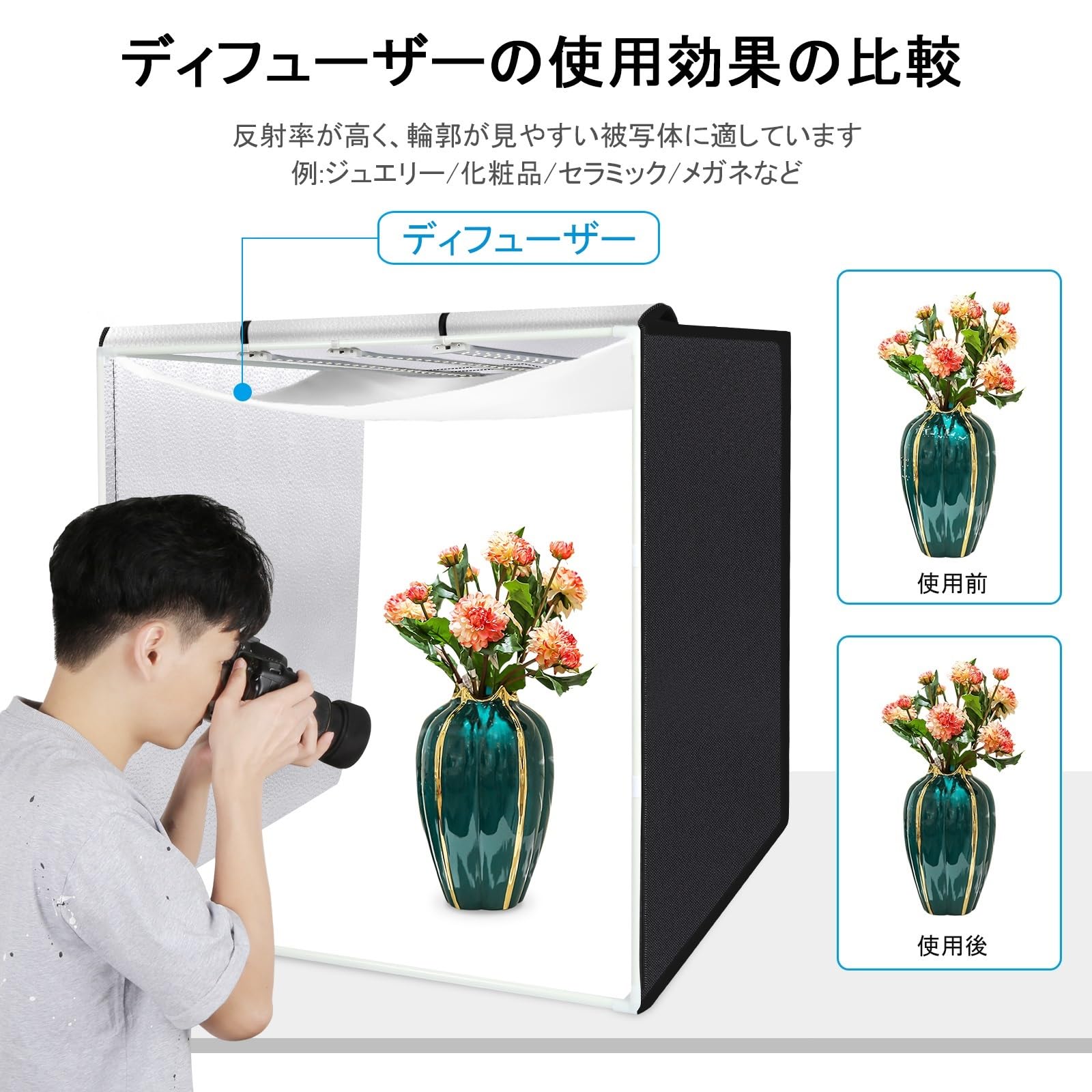 Amazon | 【80cm】 PULUZ 大型撮影ボックス 80*80*80cm 撮影キット