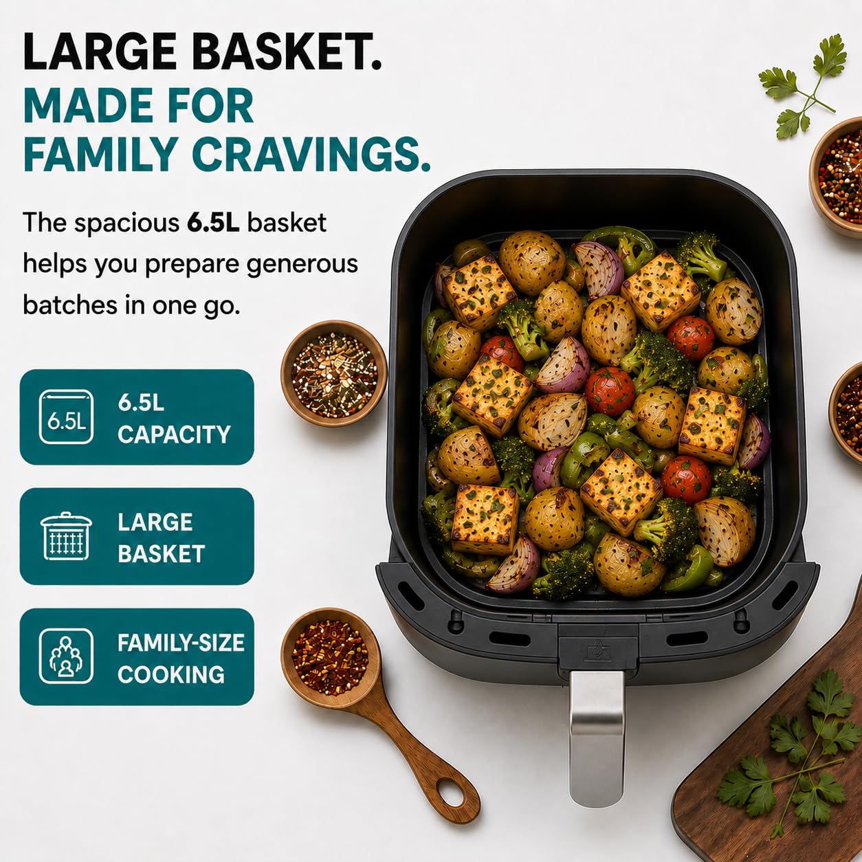 Libra 6.5 Liter Air Fryer Oven – 1740W Stainless Steel Air Fryer with 9-in-1 Digital Functions: Air Fry, Toast, Grill, Bake, Reheat & Keep Warm – Uses 90% Less Oil, Stainless Steel Interior 4