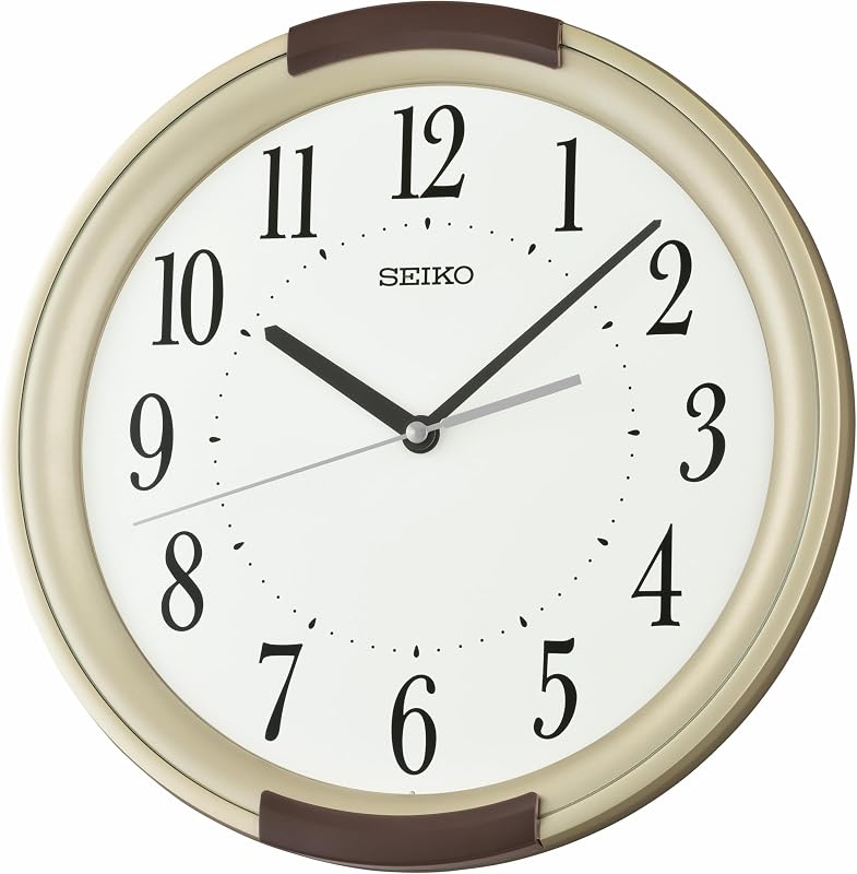 QXA858ALH Reloj de pared con marco de dos tonos que no hace tictac, dorado metálico, 12 pulgadas