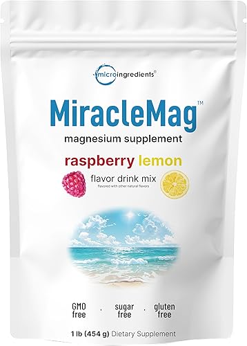 MiracleMag Calm - Polvo de magnesio, 1 libra, suplemento de citrato de magnesio, sabor a limón y frambuesa dulce, apoyo mineral para calma y