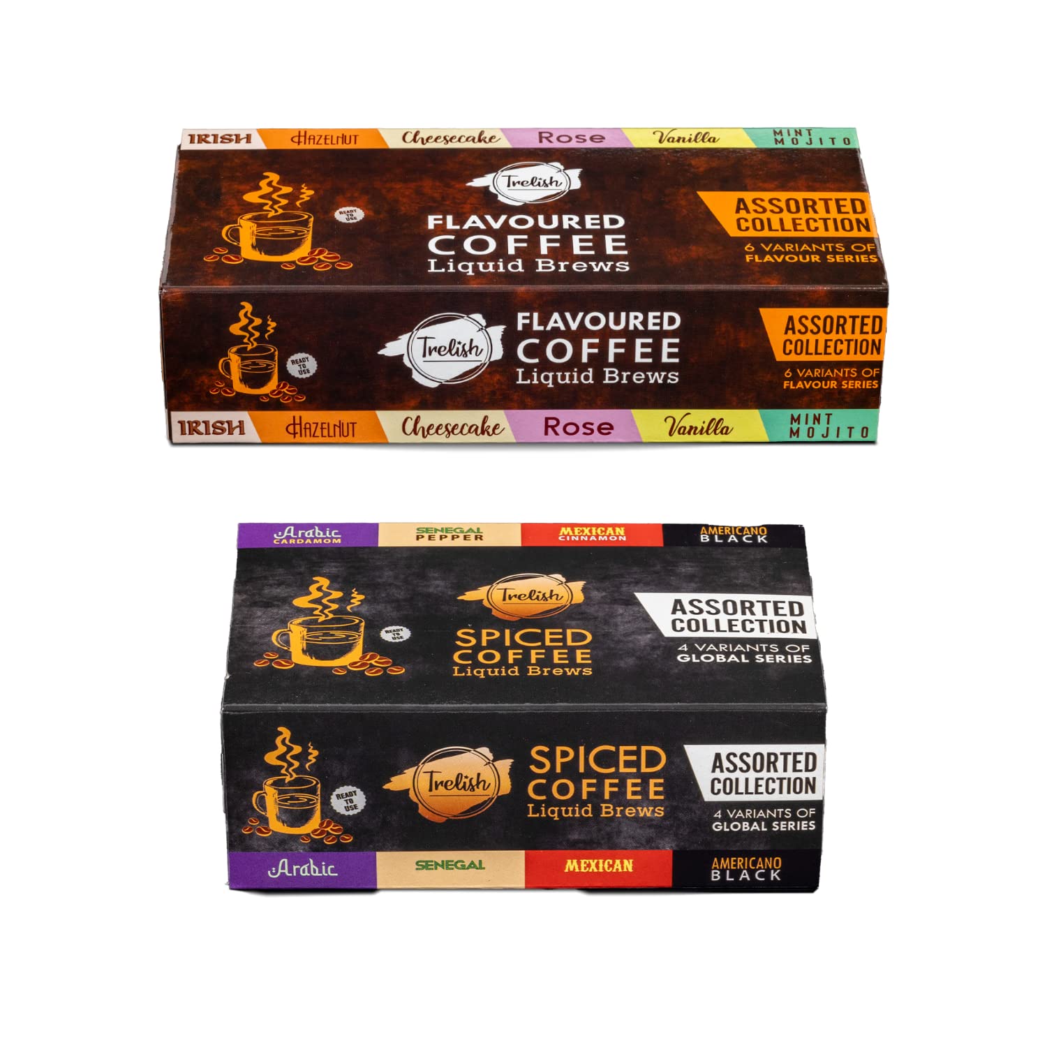 Trelish Assorted Coffee | Instant Coffee Liquid Brew Gift Pack 10 Flavoured Decoction | Coffee Sachets - Makes 10 Cups, 370 Gram (B0BWNHFS6B) Amazon Price History, Amazon Price Tracker