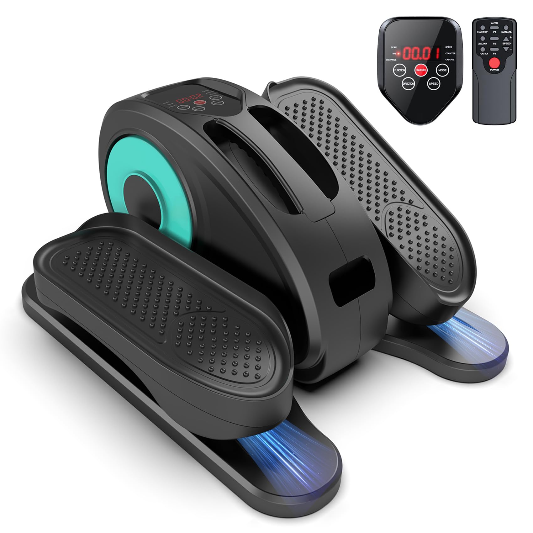 Under Desk Elliptical Electric Foot Pedal Exerciser, Portable Elliptical Ellipse Leg Exerciser for Seniors, Quiet Compact Elliptical Exercise Machine with Remote Control