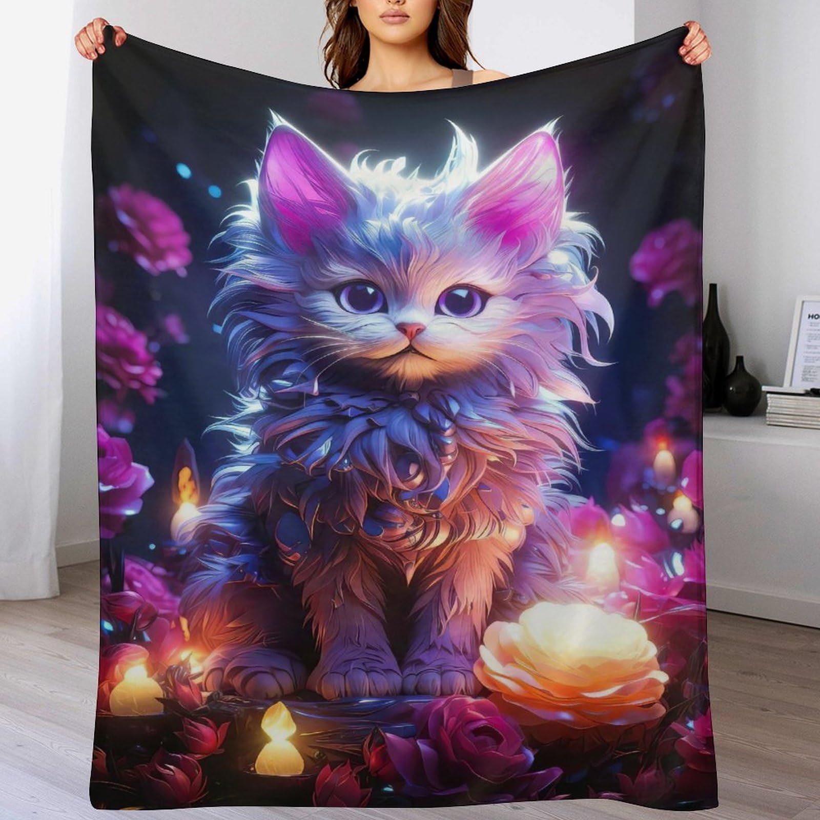Couverture chat plaid flannel doux pour vos siestes confortables sur le canapé et la chaise