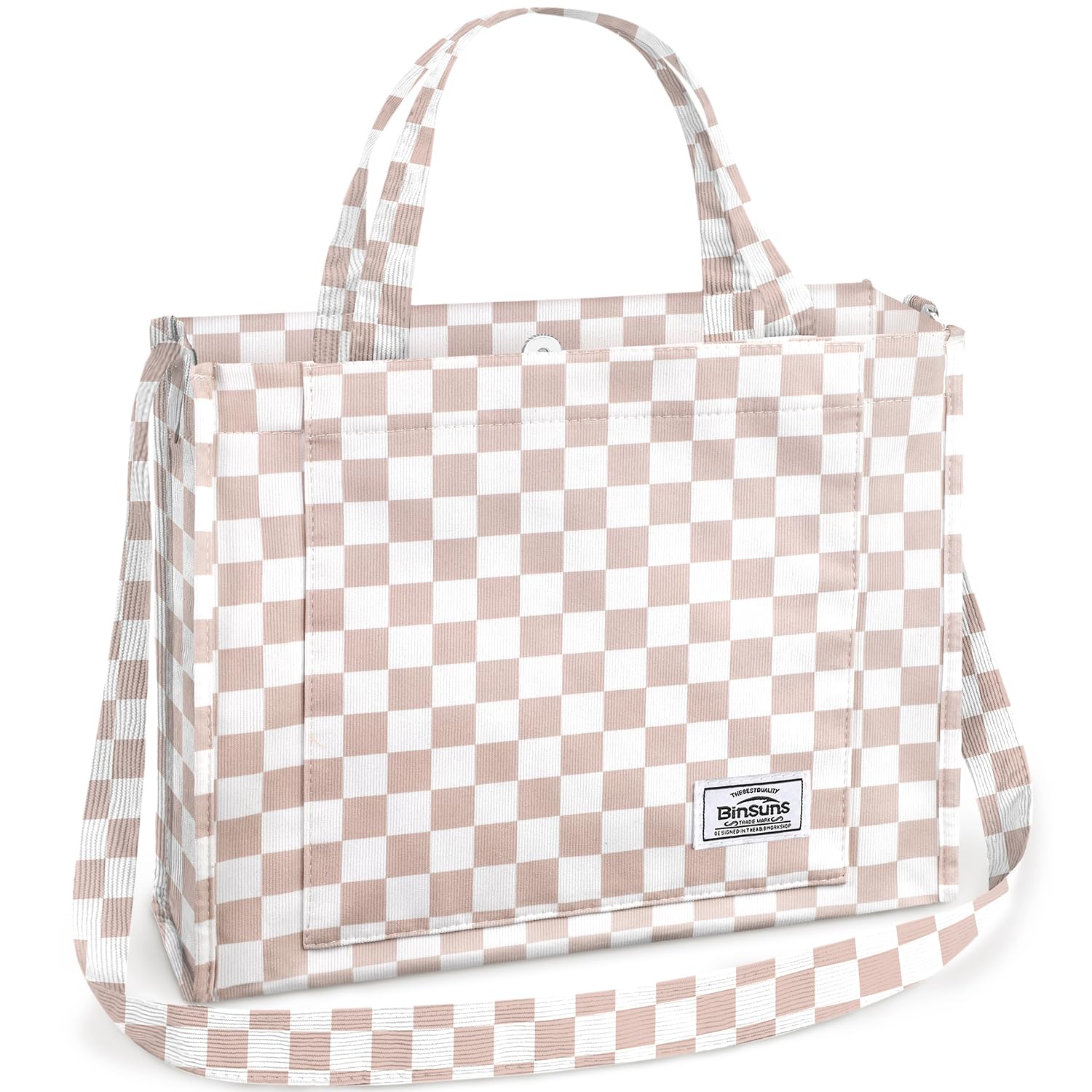BINSUNS Corduroy Tote Bag for Women Small Satchel Bag Mini Tote Bag Aesthetic Crossbody Handbag - School Work Travel Shopping
