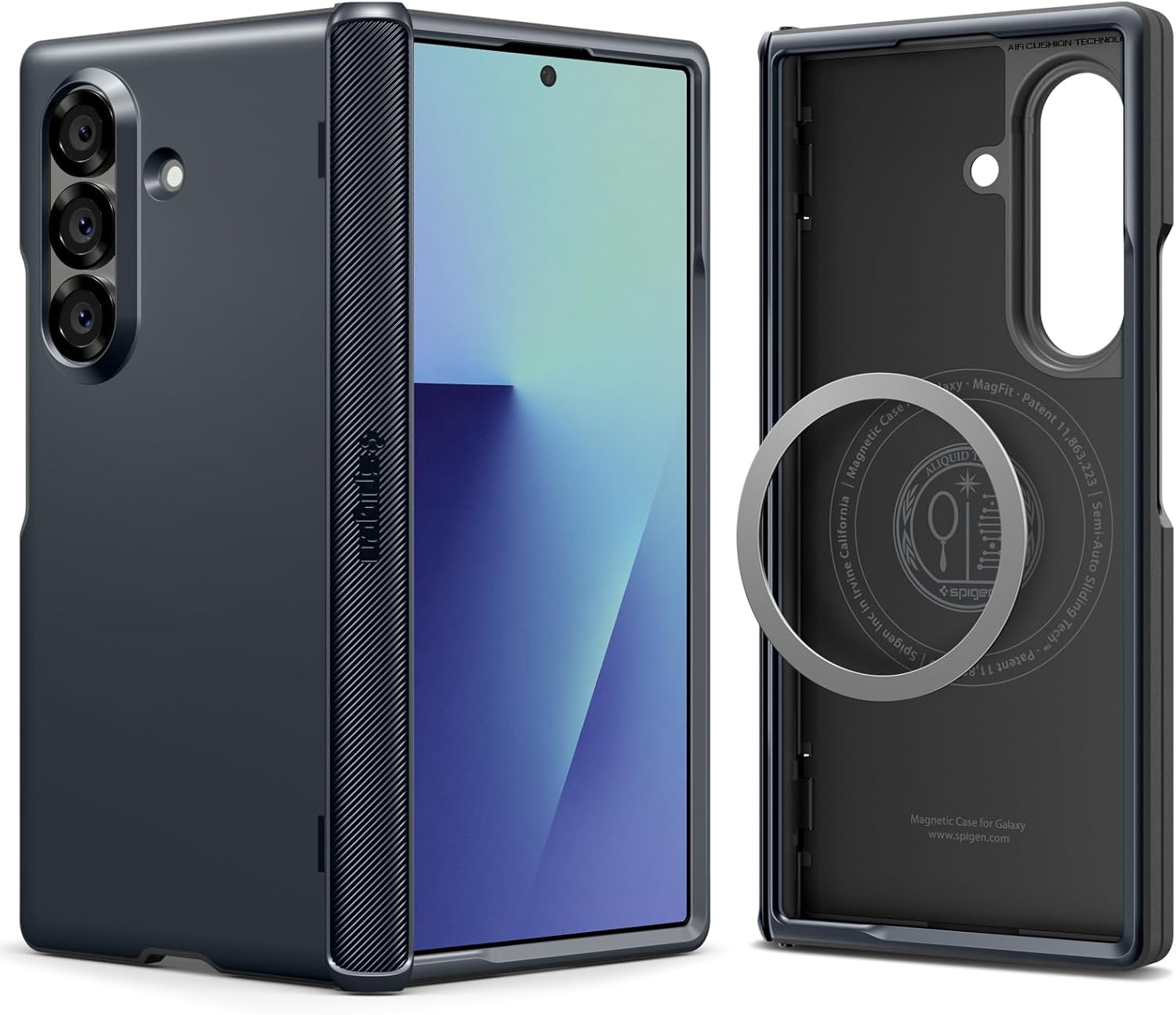 Spigen for Galaxy Z Fold 7 Case, Slim Armor Pro MagFit [Hinge Protection] [Fast Wireless Charging/Magnet for Galaxy] - Metal Slate