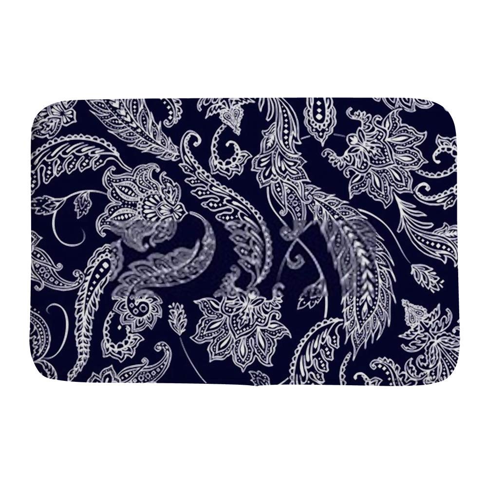 Tapis de bain lavable en machine anti-glisse en velours corail imprimé floral