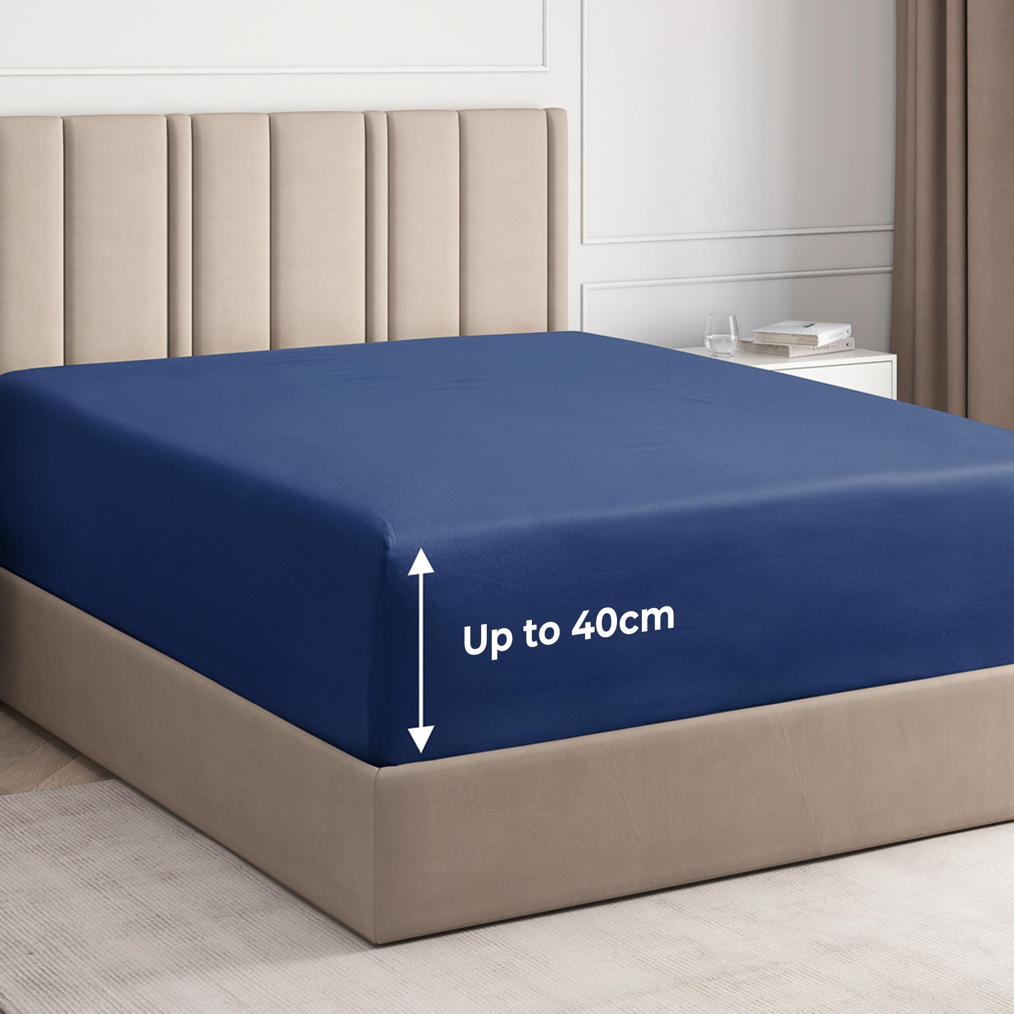 Small Double Fitted Bed Sheet 120x190cm, Extra Deep Fitted Sheet for Mattresses up to 40 cm (16"), Soft Brushed Microfiber
