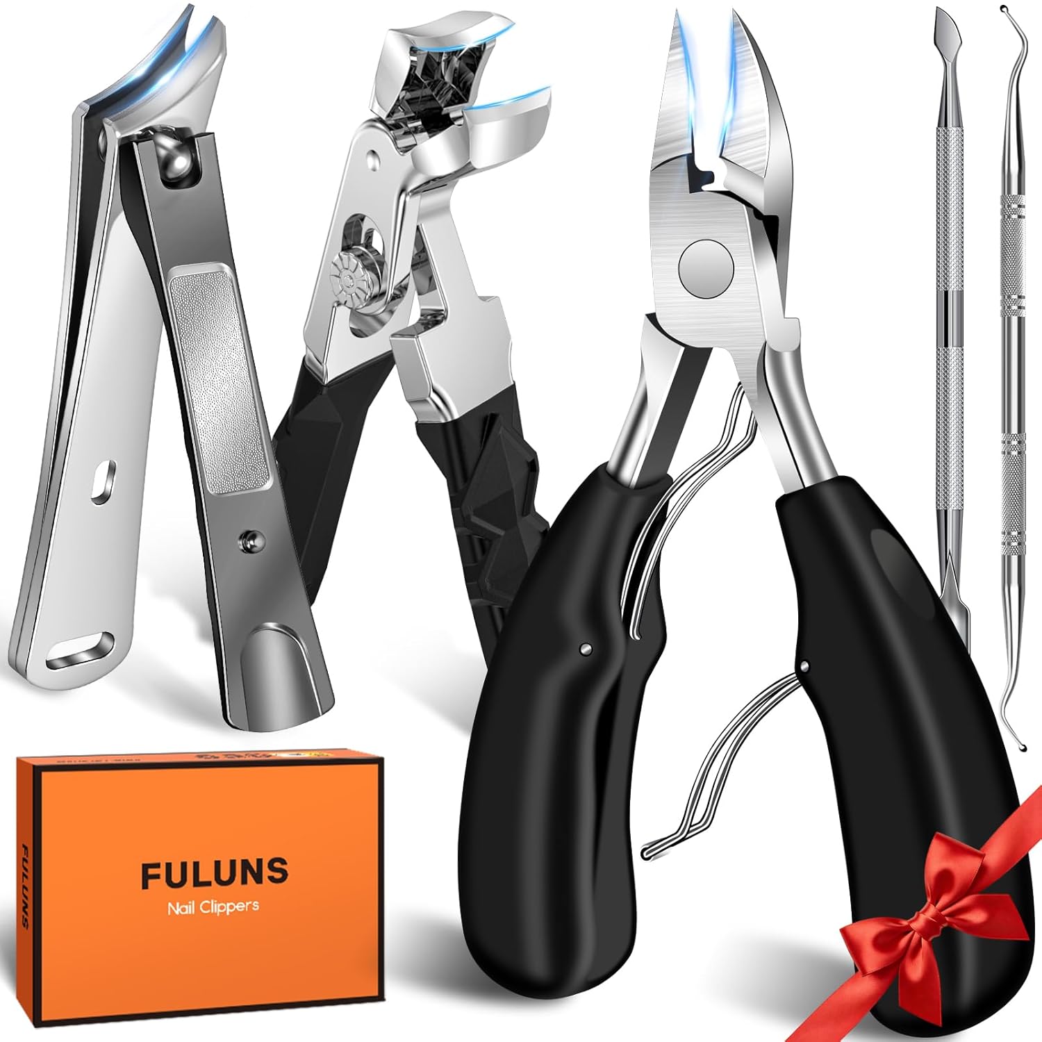 Toenail Clippers for Seniors Thick Ingrown Toenails Large Angled Nail Clippers for Men with Catcher Heavy Duty Slanted