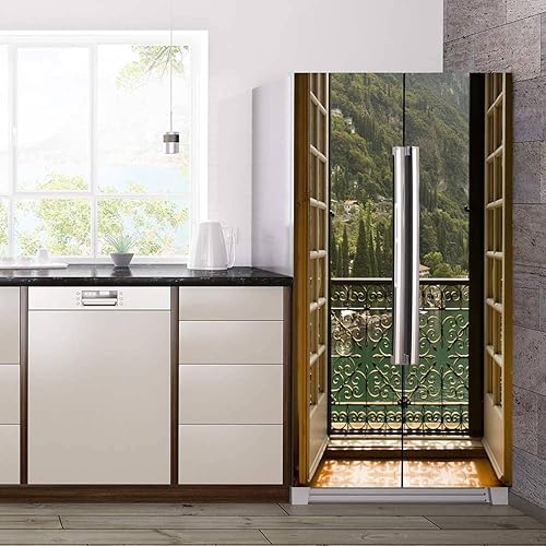 Miniatura 3 de Juego de envoltorios de vinilo autoadhesivos para nevera, hermoso mural rojo para puerta de granero, adhesivo extraíble para nevera, calcomanía de