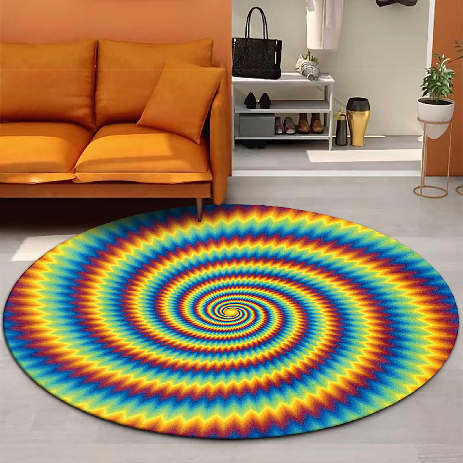 Tapis rond salon lavable et coloré pour créer un coin lecture cosy