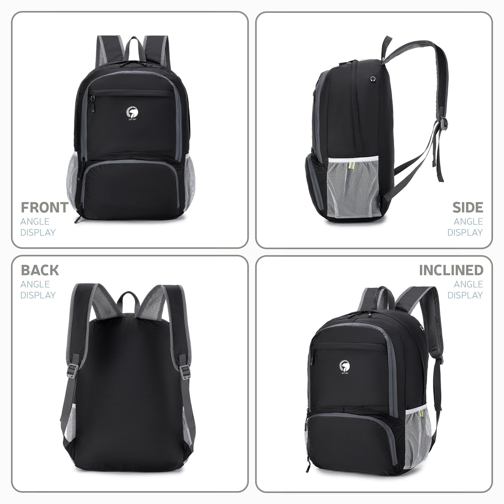 YOODI Sac à Dos 45x36x20cm Voyage Cabine Avion, 30L Nylon Pliable Étanche Sac à Dos Femme Homme Voyage Randonnée Cyclisme