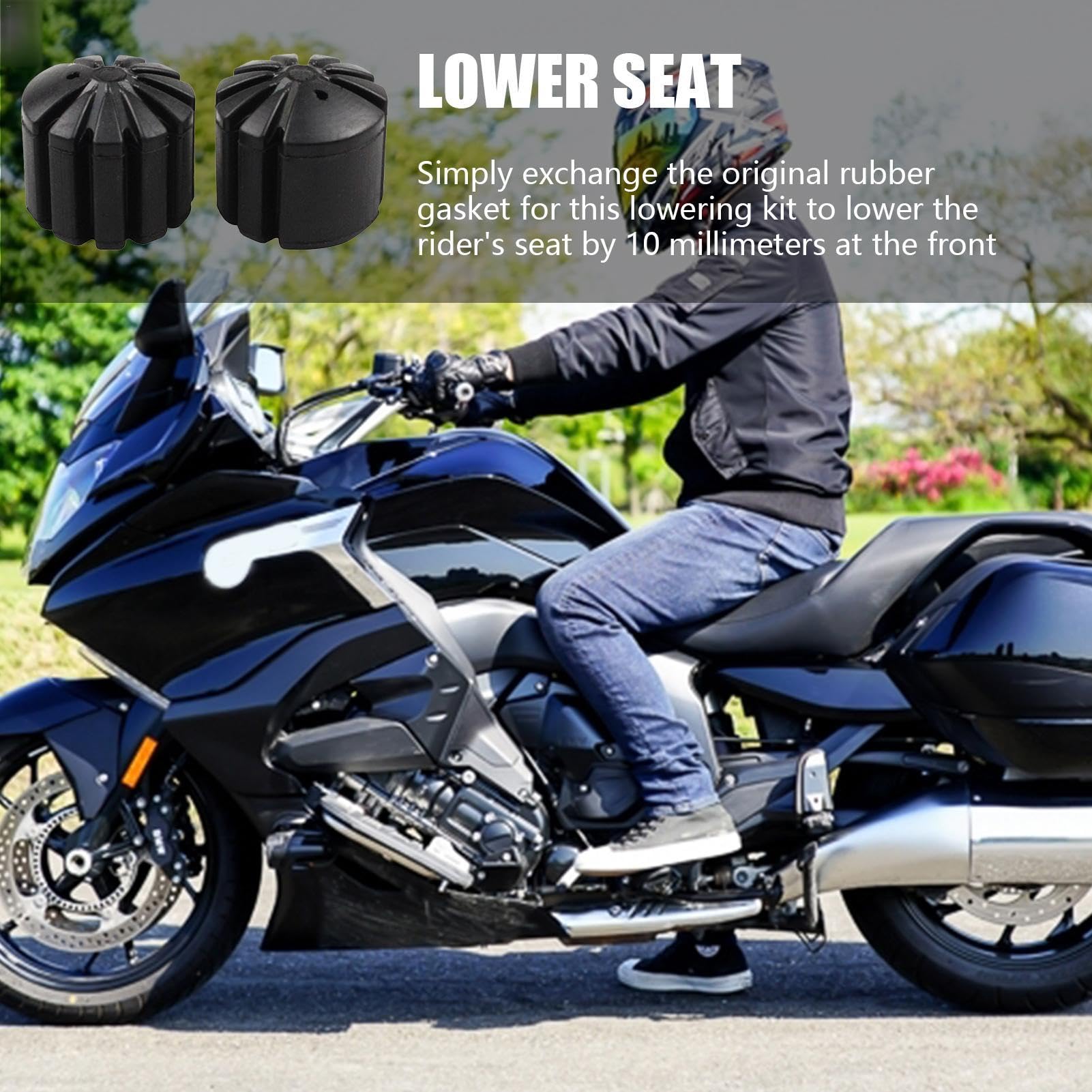Kit d'abaissement inférieur de selle de moto en caoutchouc, kit inférieur de selle de pilote en caoutchouc | Support d'abaissement de siège 2 pièces,Conversion de siège de moto, kit réglable, remplace