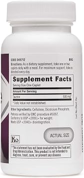 GNC Taurine 500mg, 50 Caplets, Supports Muscle Function