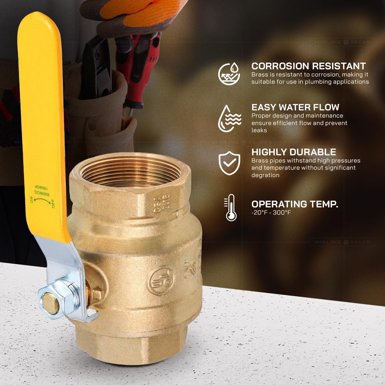 Midline Valve PXRT1213-NL 1/2 X 1/2 X 3/4" Brass Reducing Tee Fitting With Pex Barb Connections, No-Lead