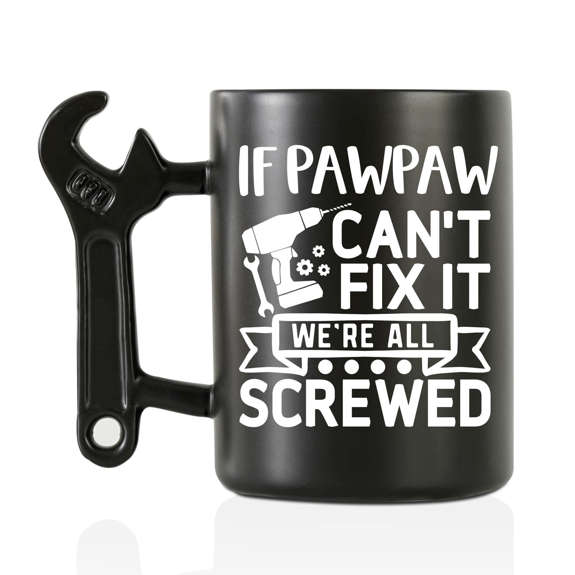 Onebttl Pawpaw Gifts for Fathers Day, Christmas, Coffee Mug with Wrench Handle, 13.5oz/400ml Funny Mug for Paw Paw