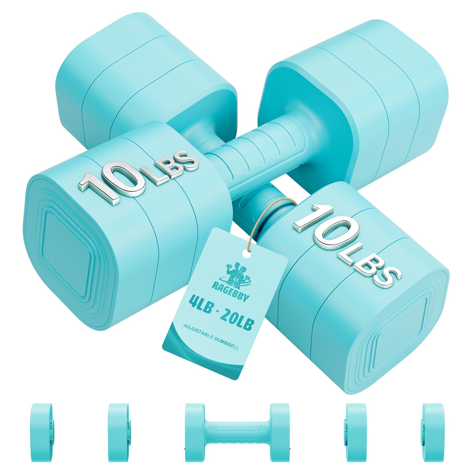 Ragebby Adjustable Dumbbell Set of 2, Weights for Men and Women at Home