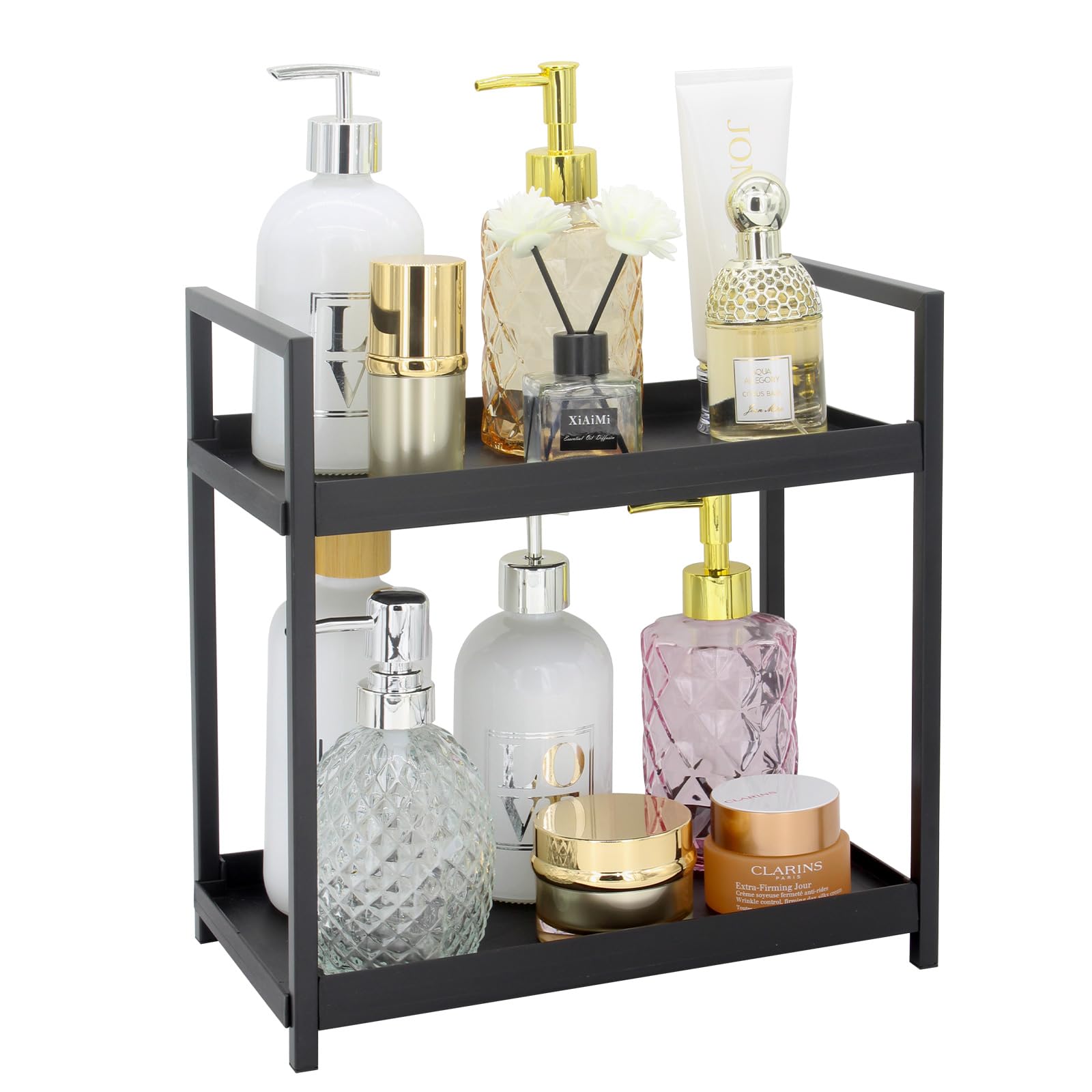 Jofuas 2-Tier Countertop Organizer for Bathroom – Cosmetic Organizer Rack and Storage Shelf for Bedrooms, Offices, Kitchen Counters, and Under Sinks (