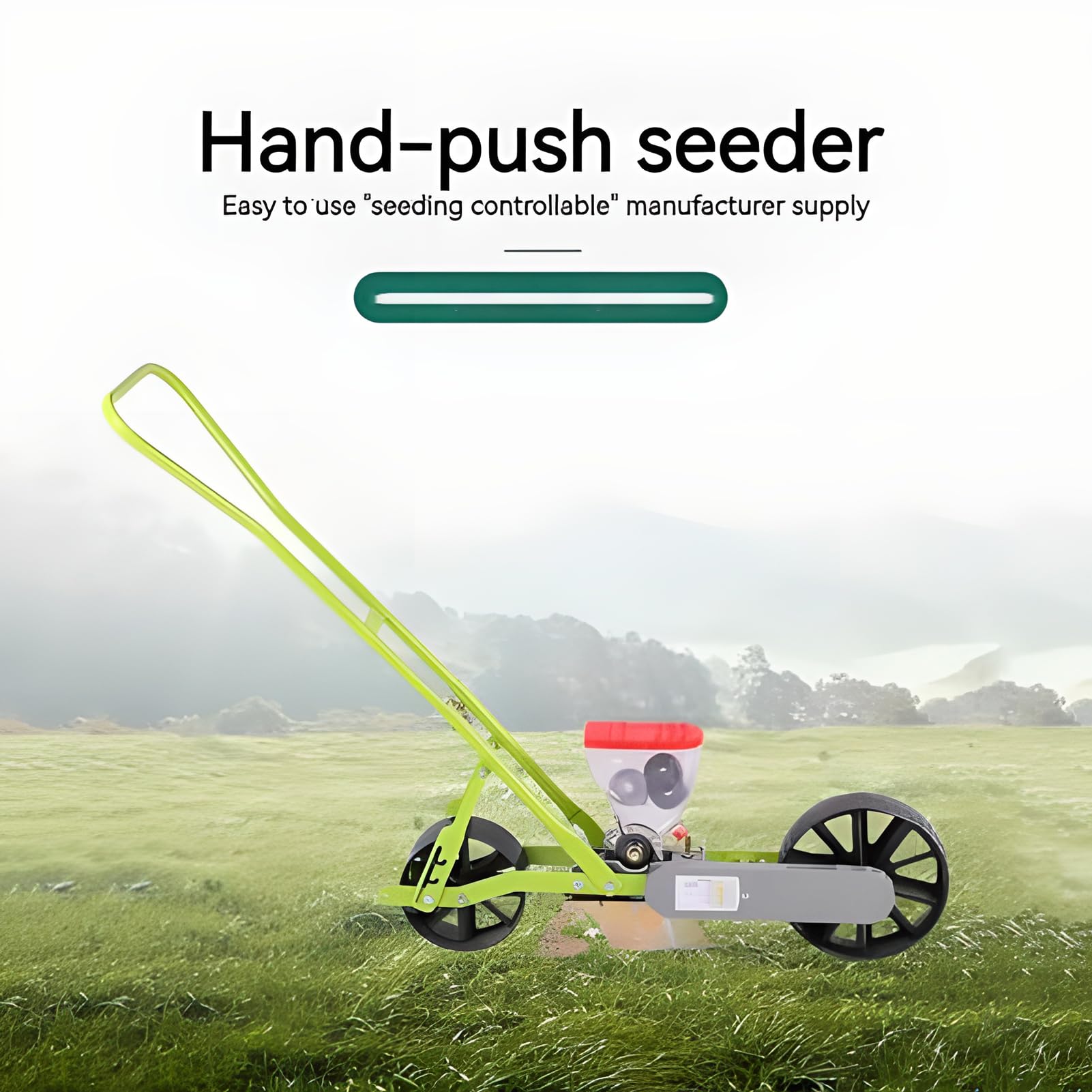 Seminatrice da giardino con spinta manuale, strumento regolabile per la spaziatura delle piante, controllo di precisione della profondità 0-4 cm per piantare mais, soia, arachidi, grano e fagioli