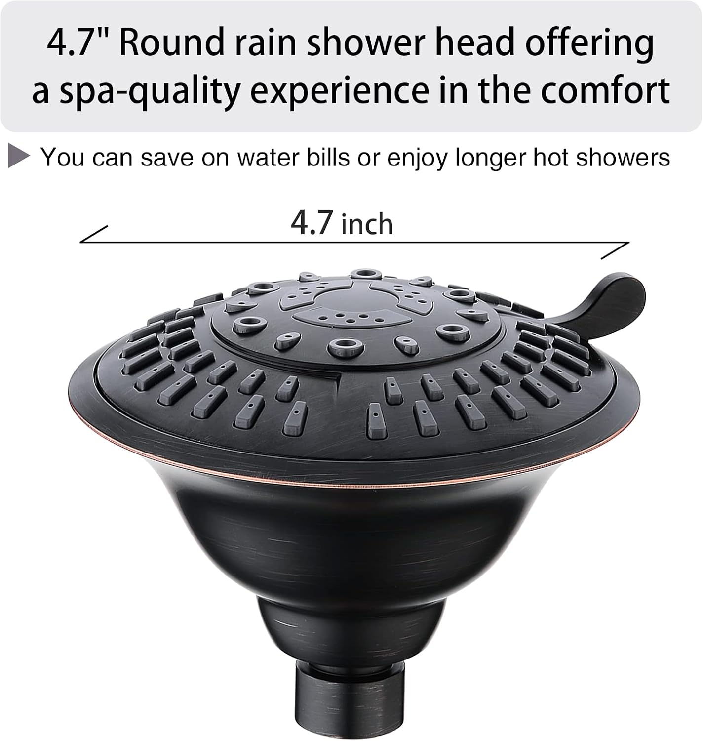 BRIGHT SHOWERS High Pressure Rain Showerhead 9 Spray Settings Shower Head and Matching 6 Inch Brass Shower Pipe-Arm Bathroom Rain Shower Arm, Oil-Rubbed Bronze