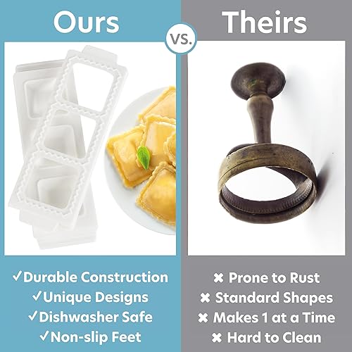 Vista 27 de Mini moldes para ravioles de corazón de 2 pulgadas, máquina de pasta rellena casera, bandeja de 2 piezas y prensa para hacer 8 raviolis rellenos a