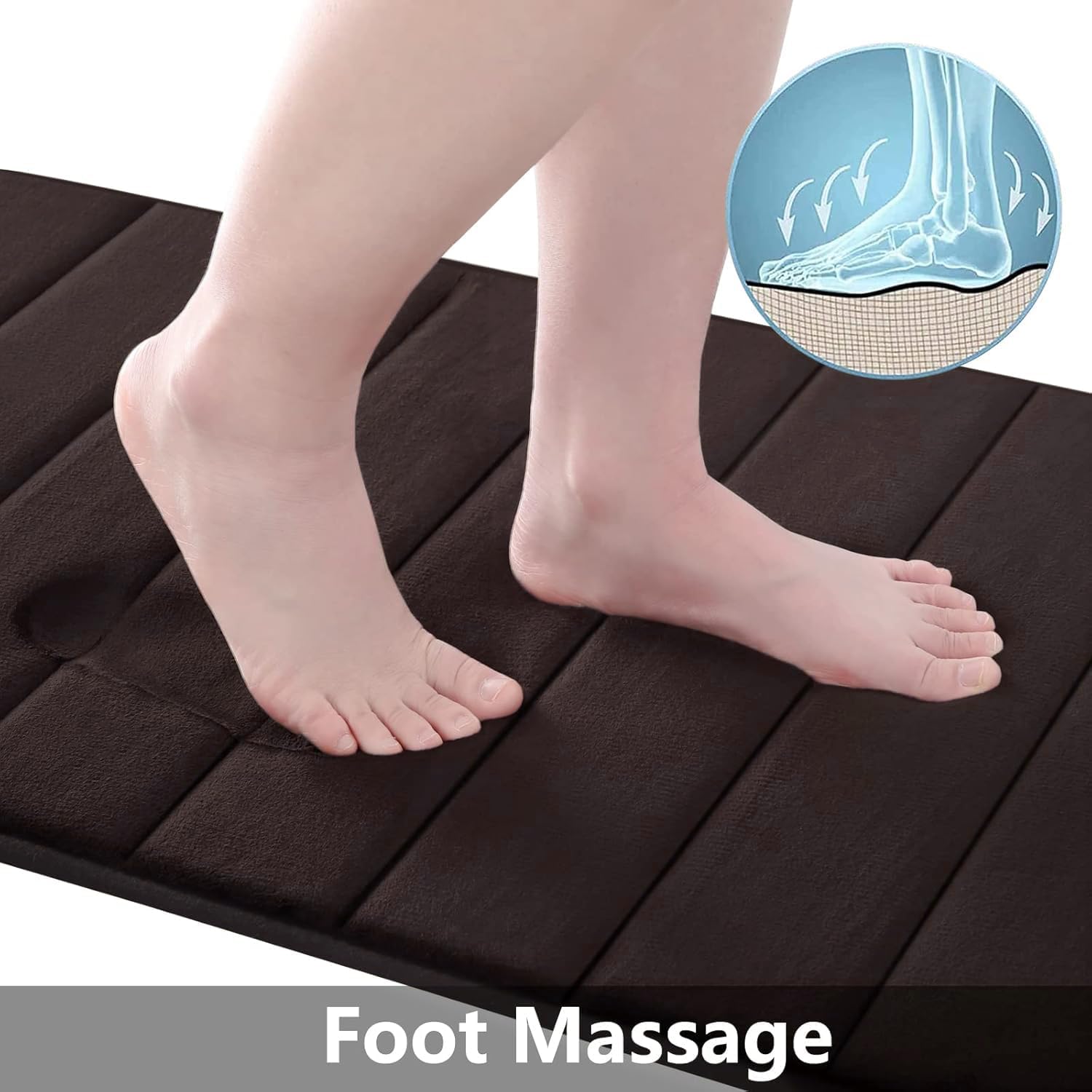 Buganda Memory Foam Bath Mat, 60" x 24", Ultra Soft and Non-Slip Bathroom Rugs, Water Absorbent and Machine Washable Bath Rug Runner for Bathroom, Shower, and Tub, Brown - Image 2