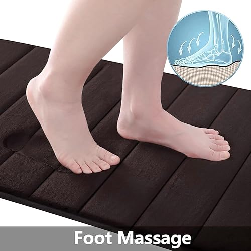 Miniatura 2 de Tapetes de baño de espuma viscoelástica suaves, antideslizantes y absorbentes, con forro trasero de goma, tapete largo para suelo de cocino y baño,