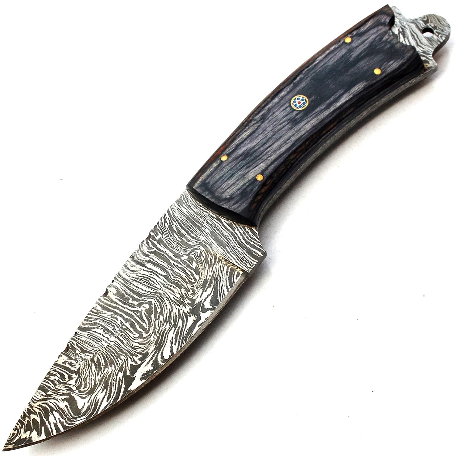 PAL 2000 KNIVES BOW-9684 Custom Forged Damascus Steel Fixed Blade Hunting Knife with Sheath